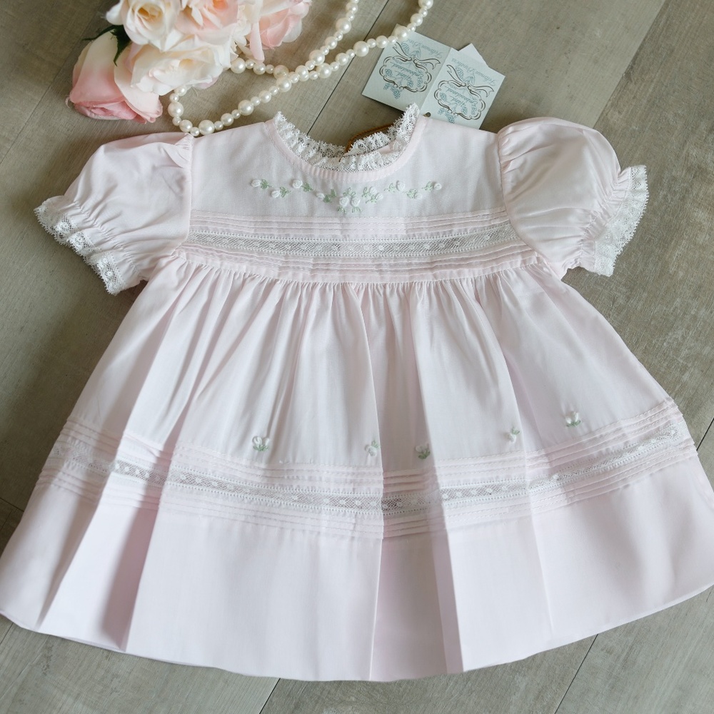 Pink Floral Bullion Dress Feltman Brothers Embroidery Lace New With Tag